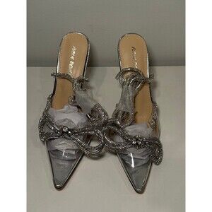 Silver rhinestone heels - size 8
